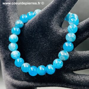 Bracelet apatite bleue de Madagascar “perles 8mm”