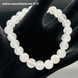 Bracelet cristal de roche craquelé “perles 8mm”