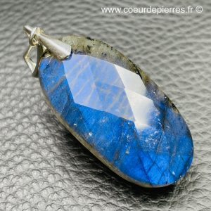 Pendentif labradorite “facetée” bleu abyssal (réf lba39)