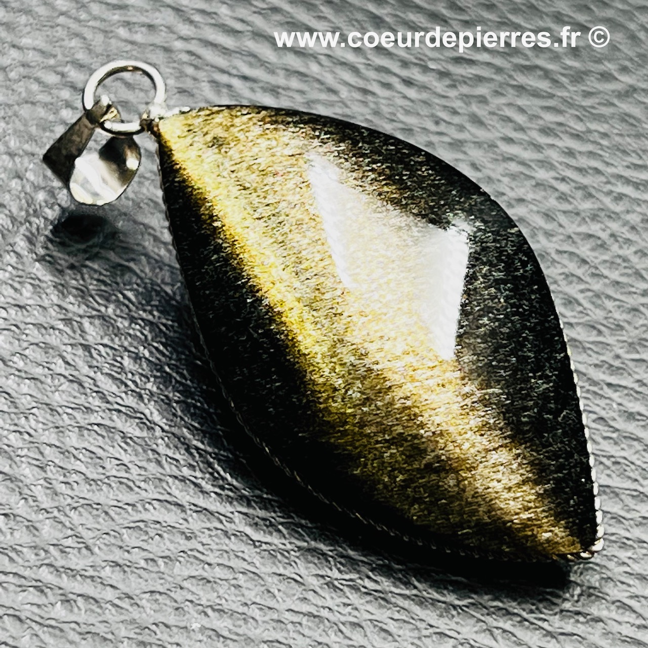 Pendentif obsidienne dorée du Mexique (réf od4)