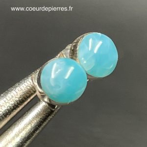 Paire de clou d’oreilles en Larimar de République dominicaine