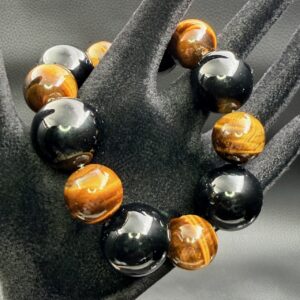 Bracelet en Oeil de Tigre et Onyx