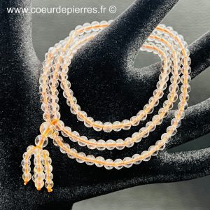 Bracelet collier en citrine « 3 rangs perles de 4mm »