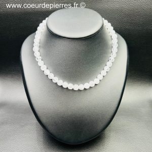 Collier de perles en cristal de roche « craquelé » (réf crcc8)