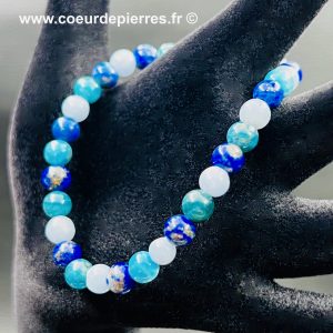 Bracelet en Apatite Bleue, Lapis Lazuli et Aigue Marine « perles de 6mm »