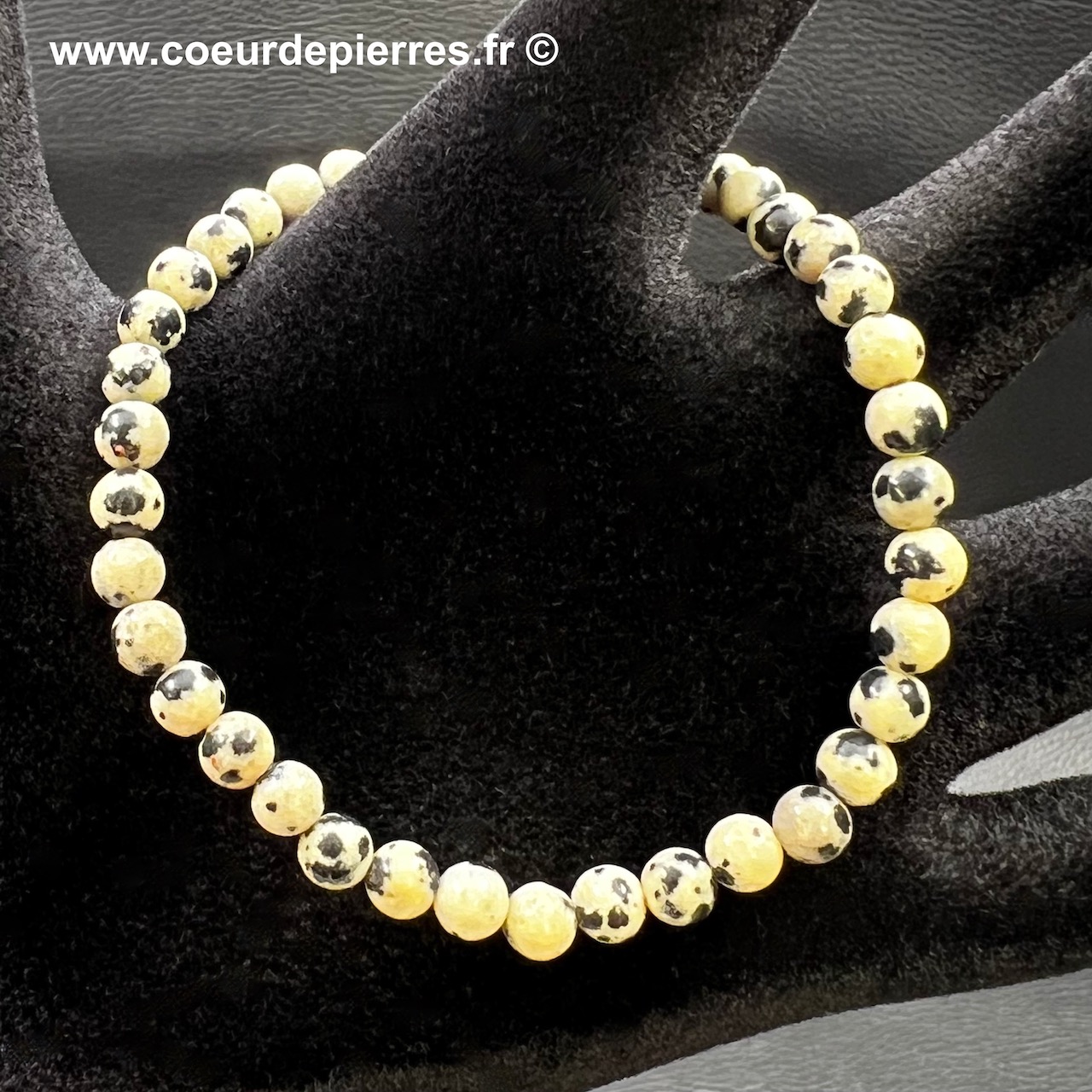 Bracelet jaspe dalmatien « perles de 4mm »