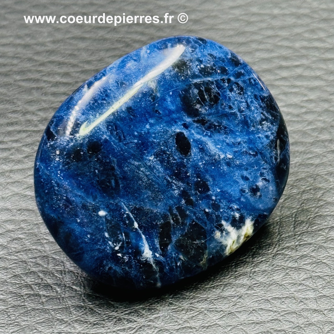 Pendentif En Sodalite Naturelle - Galet Plat Bleu - Marque Naturosphère - Neuf Avec étiquettes