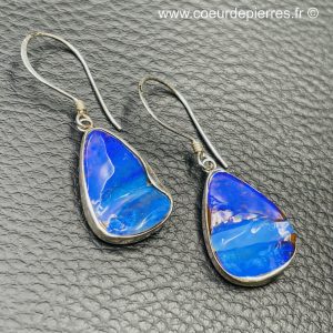 Boucles d’oreilles en opale boulder d’Australie (réf boo12)