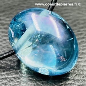 Pendentif cristal de roche aqua-aura « galet » (réf aa30)