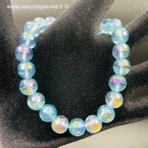 Bracelet en cristal de roche Aqua Aura du Brésil “perles de 8mm facettées”
