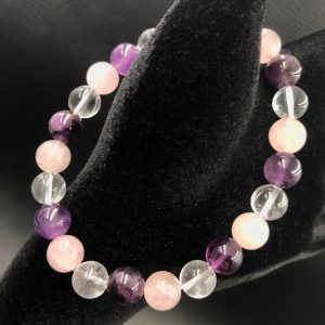 Bracelet aux cristaux de roche et améthyste « perles de 8mm »