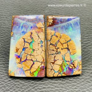 Opale boulder polie «cabochon» deux pièces 143 carats (réf oba5)