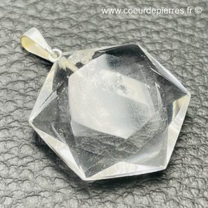 Pendentif en cristal de roche de l’Himalaya “sceau de Salomon”