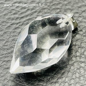 Pendentif en cristal de roche de l’Himalaya “poire facettée”