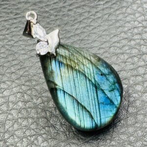 Pendentif Labradorite Doré Bleu