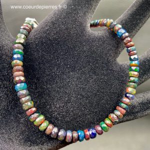 Bracelet perles facettés en opale noire Welo D’Ethiopie « rare »