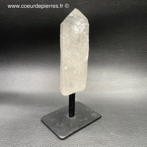 Grand prisme de cristal de roche de 0,320kg sur pied du Brésil