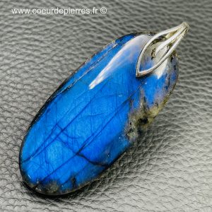 Pendentif labradorite bleu abyssal “grand modèle”(réf lba16)