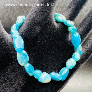 Bracelet en apatite bleue de Madagascar « pierre roulées »