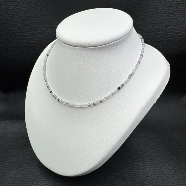 Collier Quartz a Inclusions de Tourmaline "perles facettes 3 mm" (ref cqt5) – Image 2