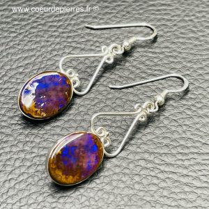 Boucles d’oreilles en opale boulder d’Australie (réf boo10)