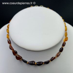 Collier ambre multicolore naturel de la mer baltique (taille enfant) (réf caa12)