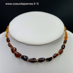 Collier ambre multicolore naturel de la mer baltique (taille enfant) (réf caa12)