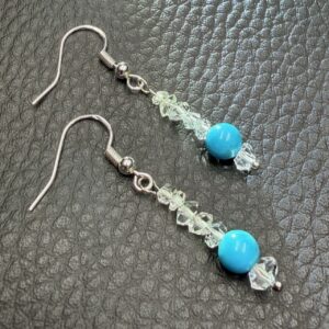 Boucles d'oreilles diamant herkimer et turquoise