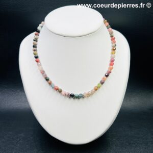 Collier tourmaline multicolore du Brésil “perles facettées” (réf ctim4)