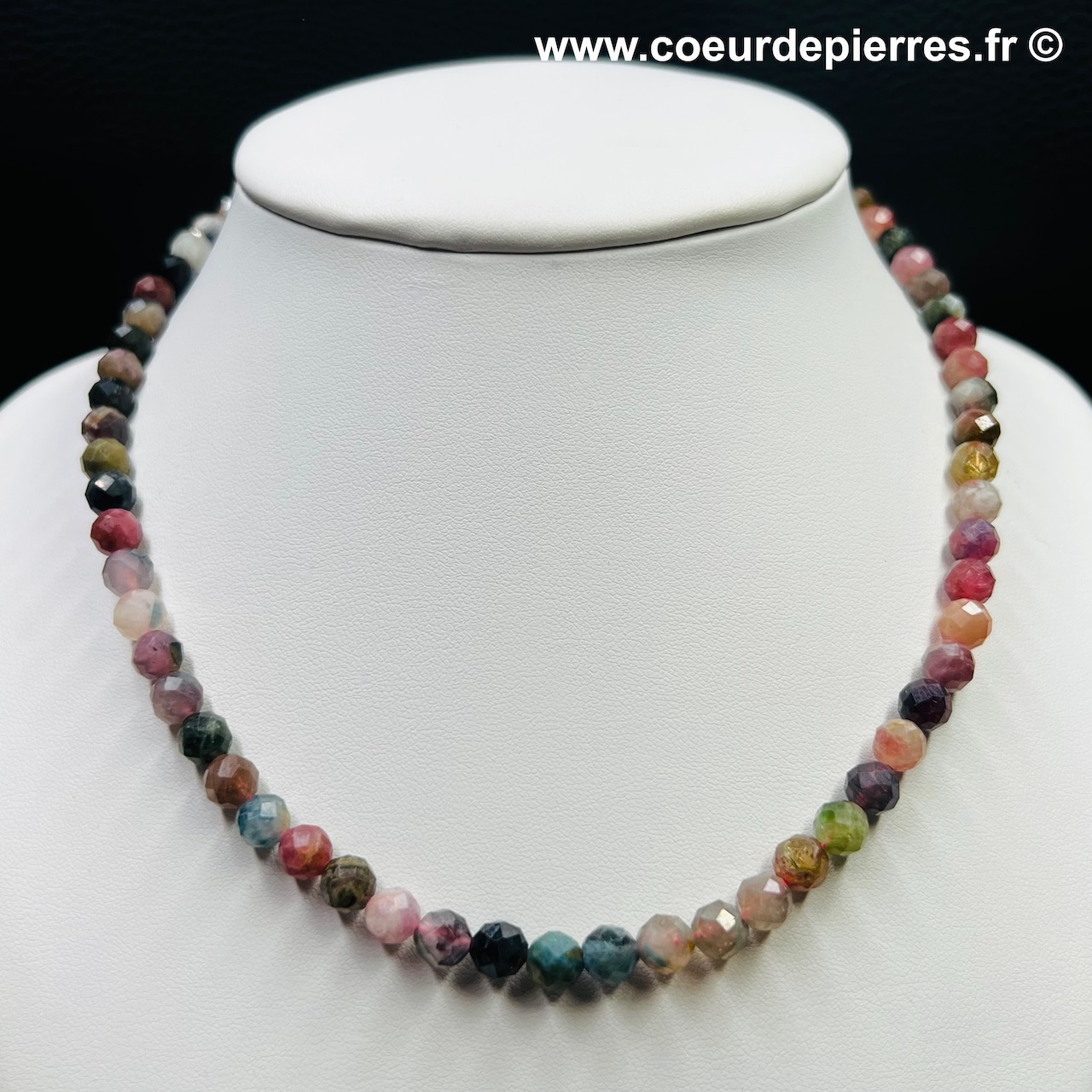 Collier tourmaline multicolore du Brésil « perles facettées » (réf ctim4)
