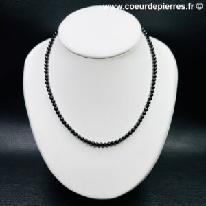 Collier en spinelle noir du Brésil “perles 4mm” (réf cspi2)