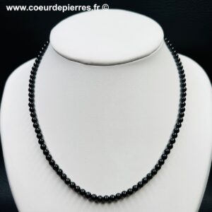 Collier en spinelle noir du Brésil “perles 4mm” (réf cspi2)