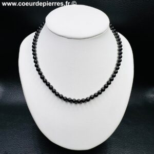 Collier en spinelle noir du Brésil “perles 6mm” (réf cspi3)