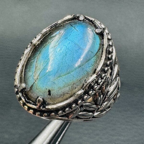 Chevalière en Labradorite "Taille 57" (réf bla41) – Image 2