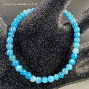 Bracelet en apatite bleue de Madagascar perles de 4mm