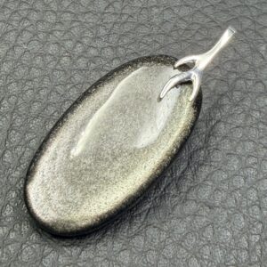 Pendentif en Obsidienne Argentée