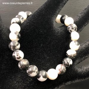 Bracelet en jaspe zèbre de Madagascar perles de 8mm