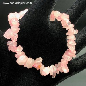 Bracelet chips quartz rose de Madagascar