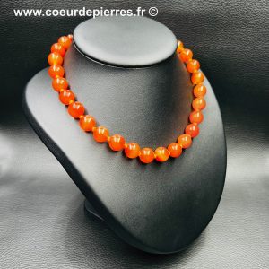 Collier en cornaline « perles de 12mm » (réf coco1)