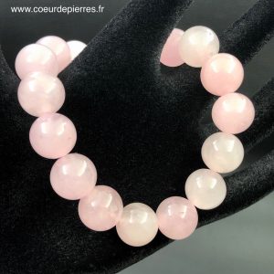 Bracelet quartz rose de Madagascar “perles de 12mm”