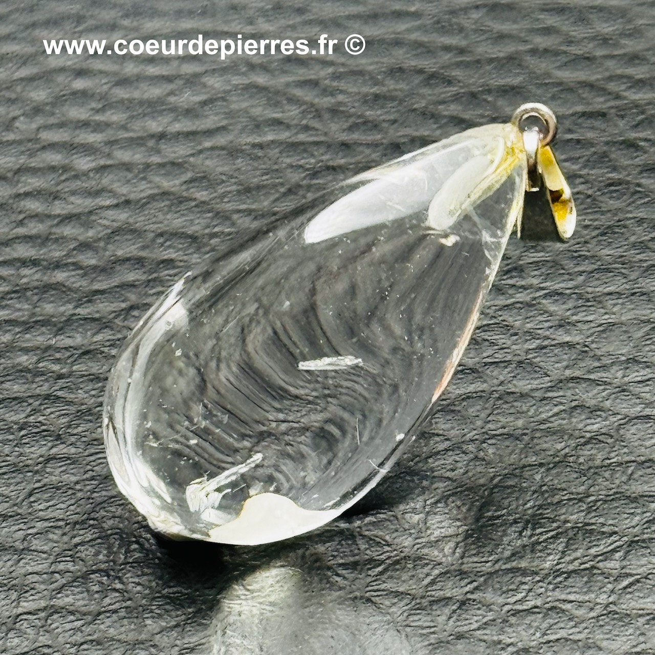 Grand Pendentif Cristal De Roche Naturel - Pierre Polie Forée - Brésil - Unisexe