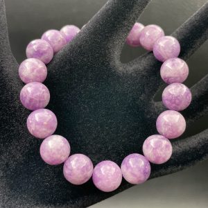 Bracelet en lépidolite violette du Brésil perles de 10mm “qualité extra”