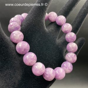Bracelet en lépidolite violette du Brésil perles de 10mm “qualité extra”