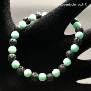 Bracelet pierre de lave et amazonite “perles 6mm”