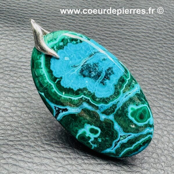 Pendentif en chrysocolle et malachite (réf pm17) – Image 3
