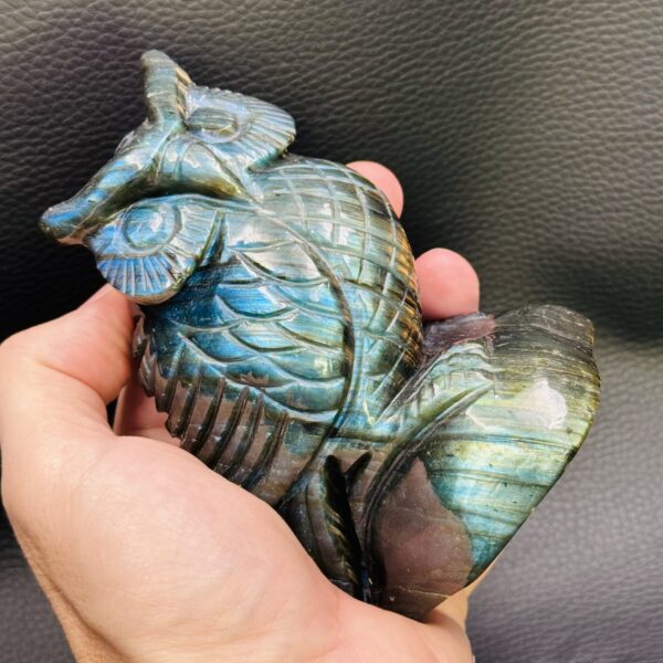 Hibou en Labradorite, Sculpture Spirituelle (réf slg2) – Image 8