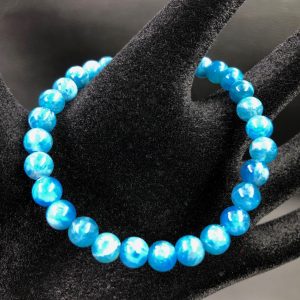 Bracelet en apatite bleue de Madagascar “perles 6 mm”