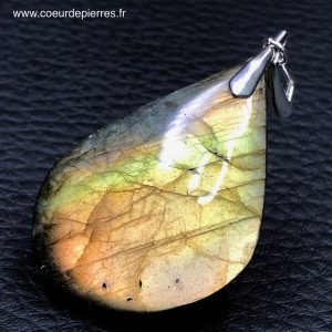 Pendentif labradorite couleur doré feu (réf ld19)