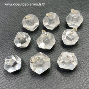 Pendentif en cristal de roche du Brésil “dodécaèdre”