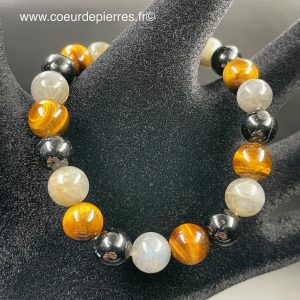 Bracelet Oeil de Tigre Tourmaline et Labradorite “perles 8mm” (réf lto1)